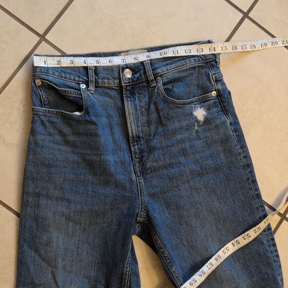 Everlane The Way High Jean Organic Cotton Raw Hem Distressed Blue 28 Regular - Picture 11 of 15